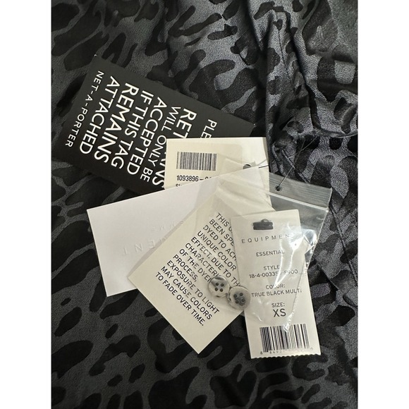 Equipment Femme, Women's Long Sleeve Button-Up, Black Animal Print Silk Blend XS - Picture 5 of 8